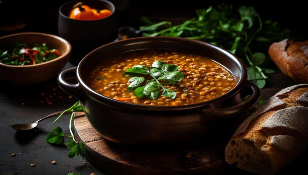 CURRIED RED LENTIL AND FARRO SOUP