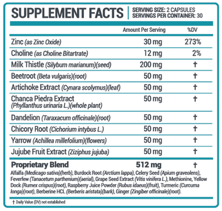 Oweli Liver Detox Supplement Facts