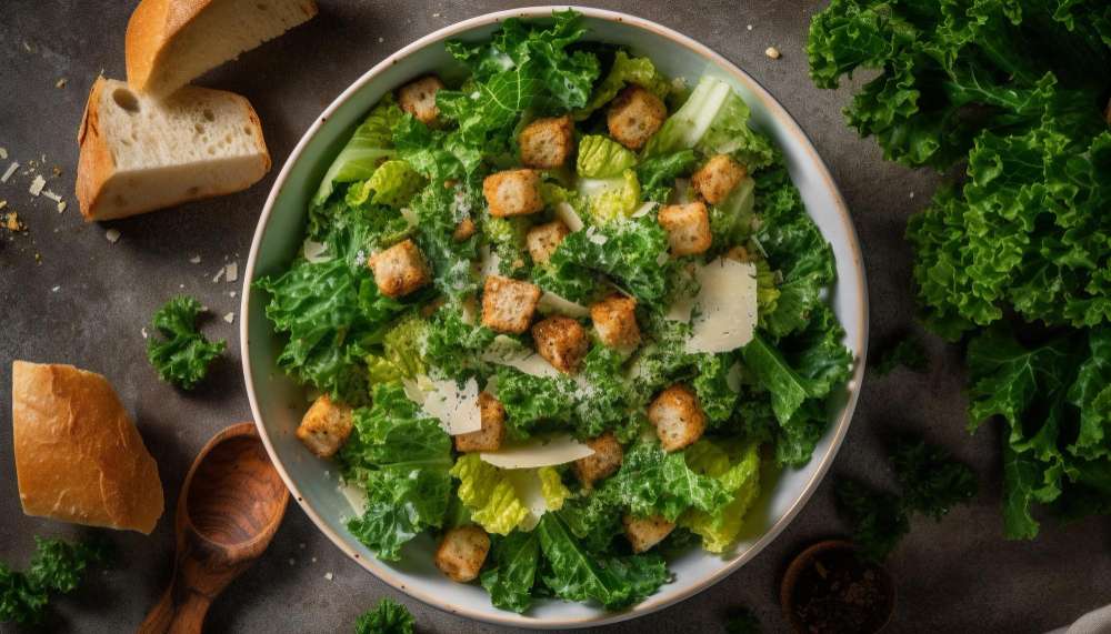 ROASTED BRUSSELS SPROUTS & KALE CAESAR SALAD