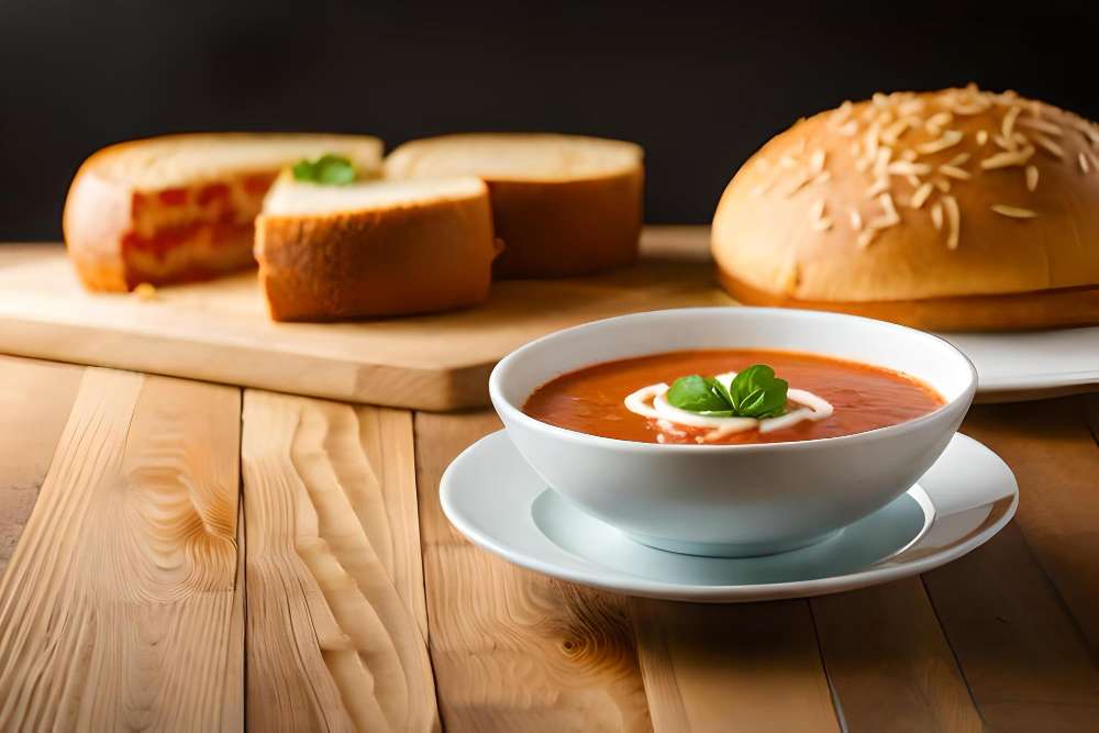 SMOKED TOMATO SOUP WITH SESAME BAGEL CROUTONS